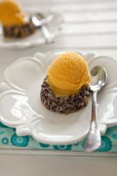 Black Rice Pudding with Mango Sorbet